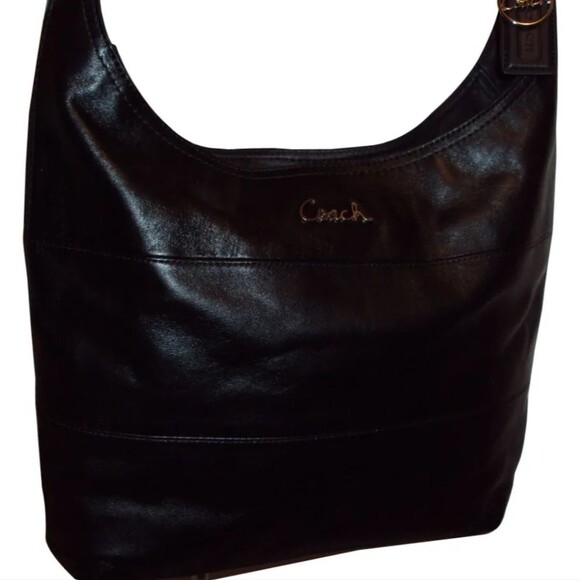 Coach Black Leather Minimalist Utility Career Essential Duffle Hobo Shoulder Bag - Picture 1 of 14